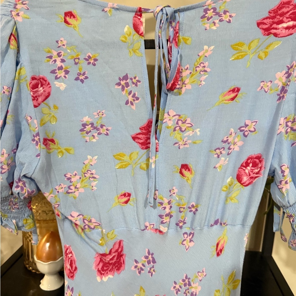 Topshop blue and pink Midi Dress size 2 - Picture 8 of 9